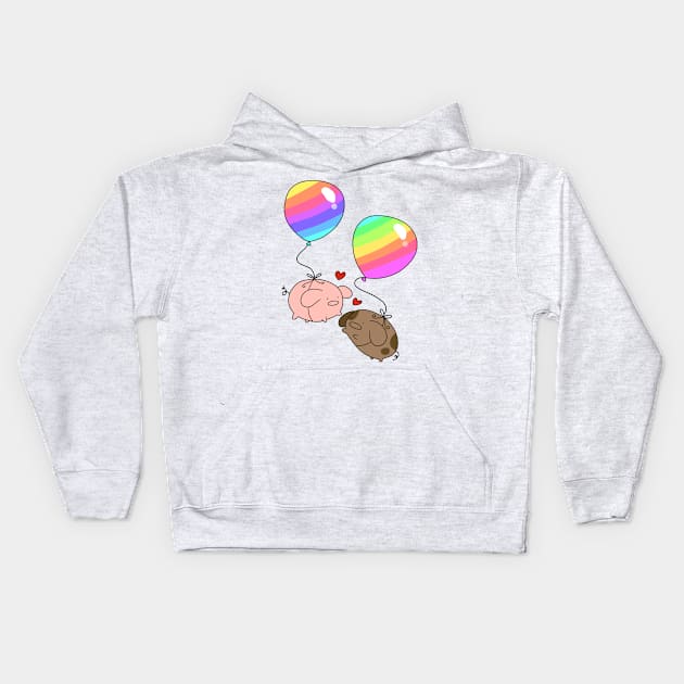 Rainbow Balloon Pigs Kids Hoodie by saradaboru